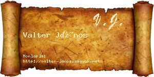 Valter János névjegykártya