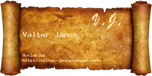 Valter János névjegykártya